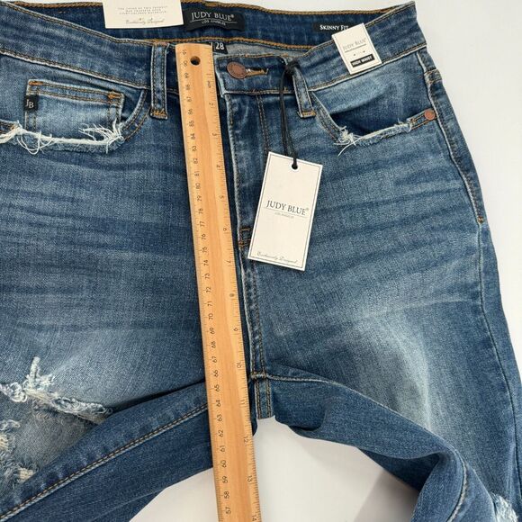 NWT Judy Blue Jeans Womens 28W/7 High Waist Skinny Fit Stretch Distressed Ladies - Picture 4 of 9